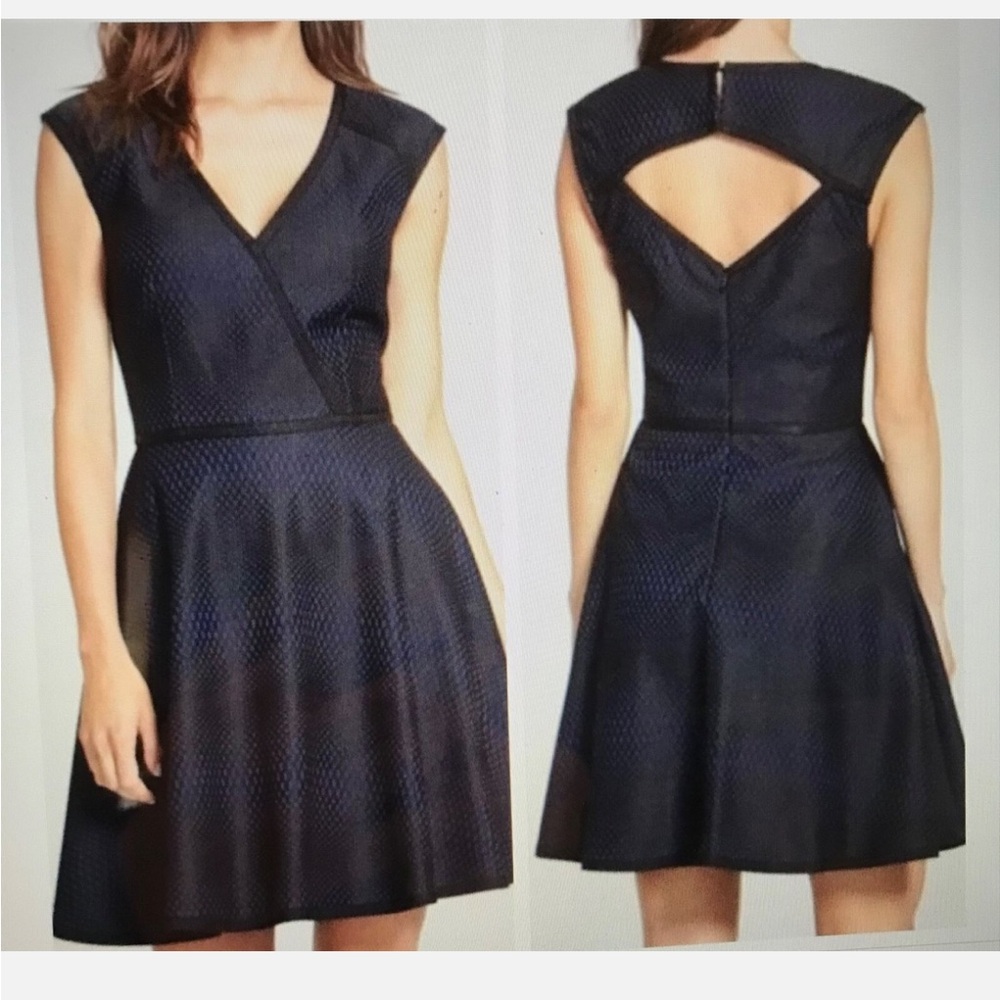 Trina Turk Women's Black and Blue A-Line Dress